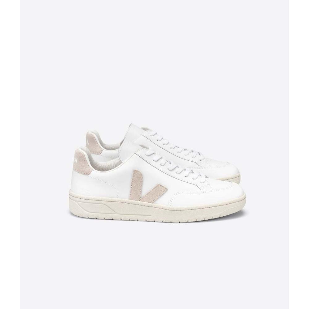 Veja V-12 LEATHER Sneakers Heren White/Pink | BE 342OKI